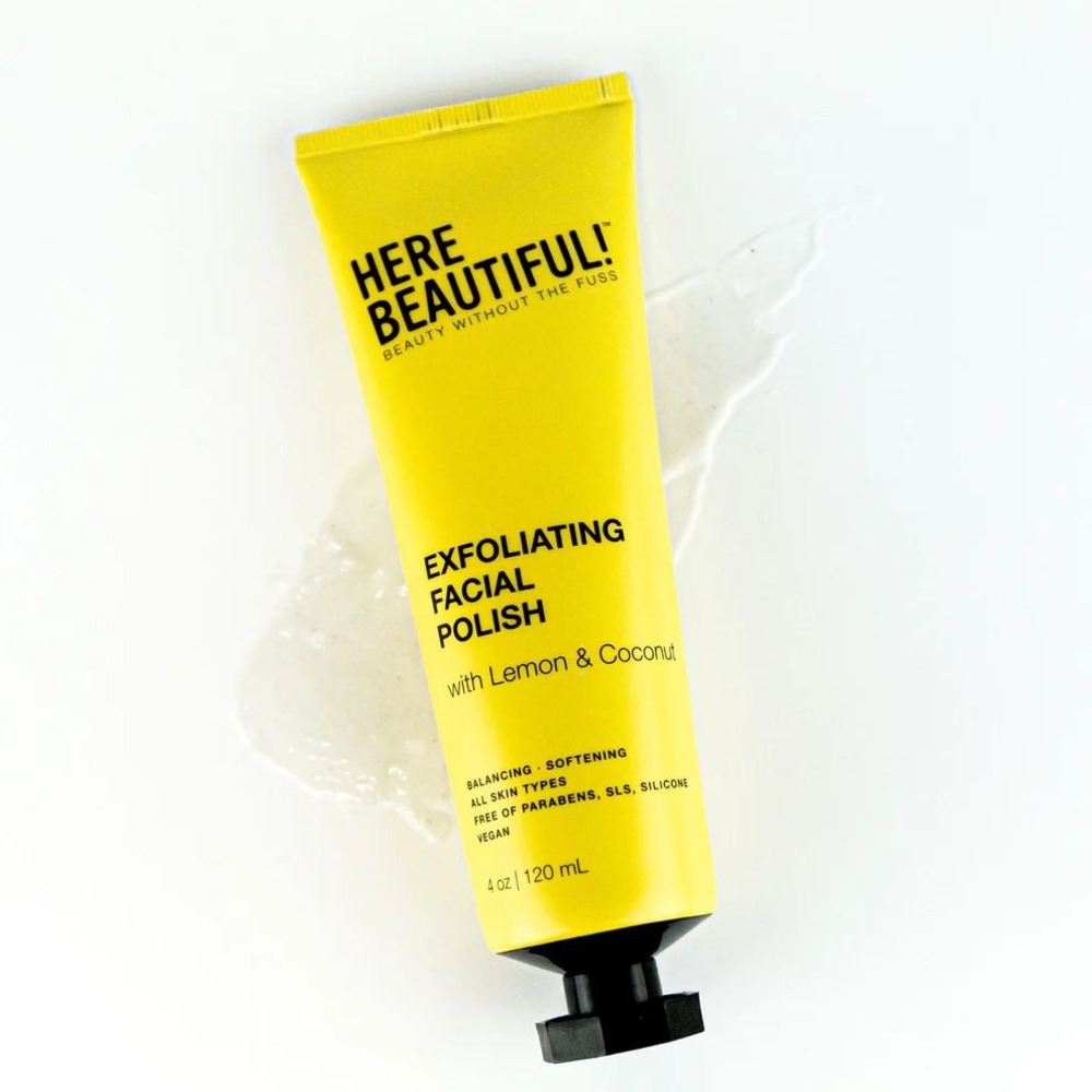 Here Beautiful Exfoliating Facial Polish Lemon Coconut 4oz 120mL New